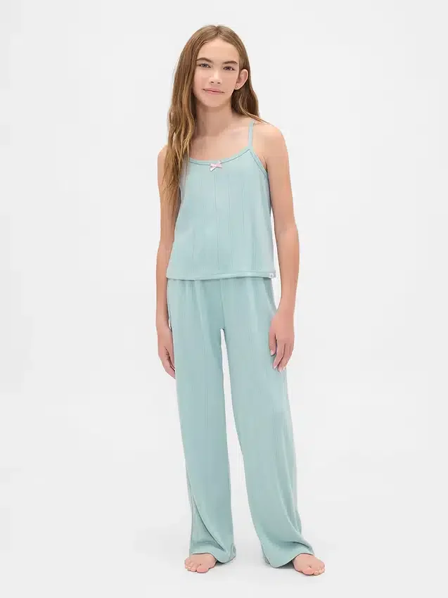 Conjunto de pijama para niños con camiseta sin mangas de punto pointelle reciclado