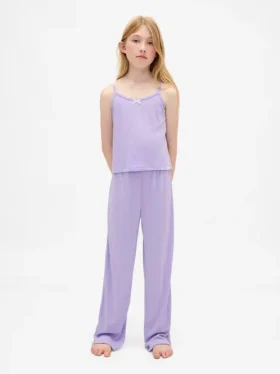 Conjunto de pijama para niños con camiseta sin mangas de punto pointelle reciclado