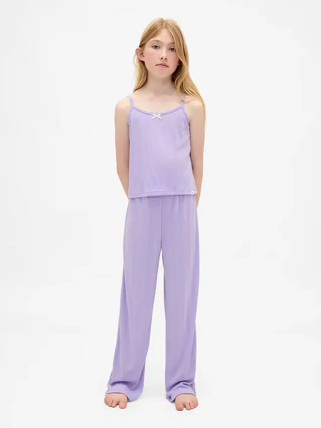 Conjunto de pijama para niños con camiseta sin mangas de punto pointelle reciclado