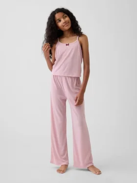 Conjunto de pijama para niños con camiseta sin mangas de punto pointelle reciclado