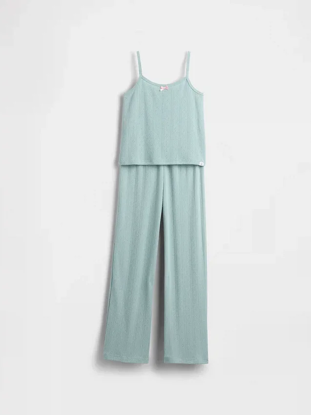 Conjunto de pijama para niños con camiseta sin mangas de punto pointelle reciclado
