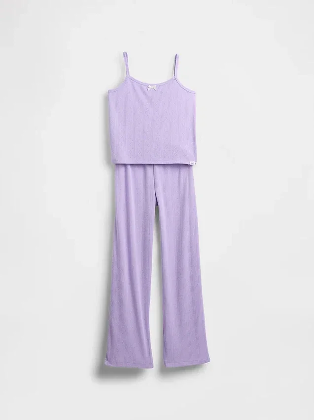 Conjunto de pijama para niños con camiseta sin mangas de punto pointelle reciclado