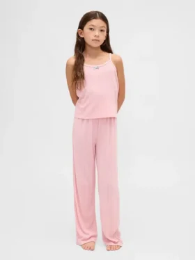 Conjunto de pijama para niños con camiseta sin mangas de punto pointelle reciclado