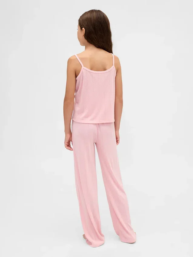 Conjunto de pijama para niños con camiseta sin mangas de punto pointelle reciclado
