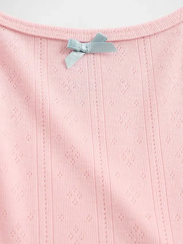 Conjunto de pijama para niños con camiseta sin mangas de punto pointelle reciclado