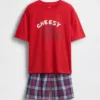 Conjunto de pijama para niños con pantalones cortos reciclados de corte oversize