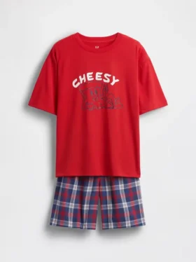 Conjunto de pijama para niños con pantalones cortos reciclados de corte oversize
