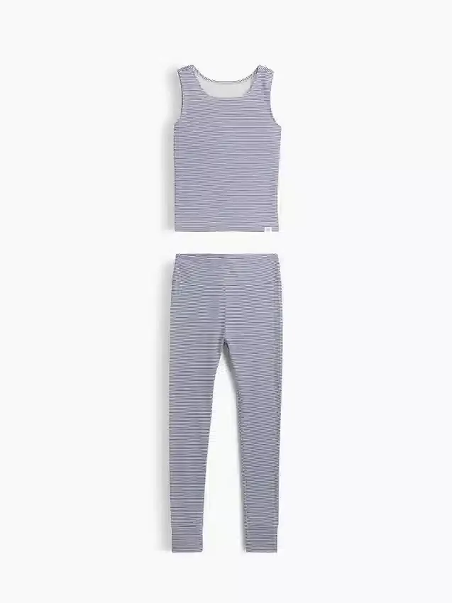 Conjunto de pijama para niños de algodón orgánico cepillado con camiseta sin mangas y leggings