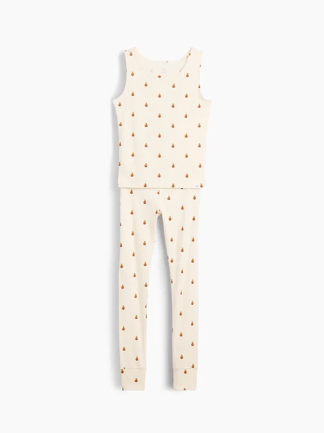 Conjunto de pijama para niños de algodón orgánico cepillado con camiseta sin mangas y leggings