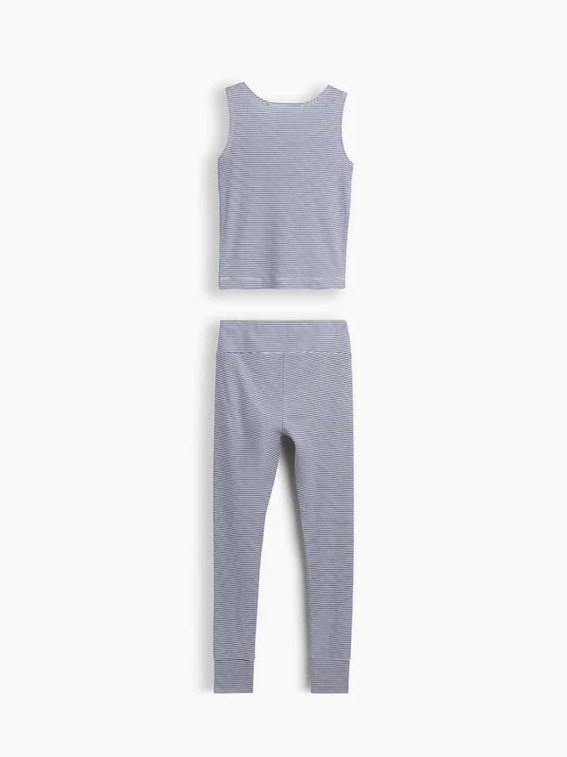 Conjunto de pijama para niños de algodón orgánico cepillado con camiseta sin mangas y leggings