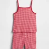 Conjunto de pijama para niños de algodón orgánico cepillado con camiseta sin mangas y pantalones cortos