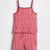 Conjunto de pijama para niños de algodón orgánico cepillado con camiseta sin mangas y pantalones cortos