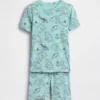 Conjunto de pijama para niños de algodón orgánico cepillado con mapa pirata en forma de pantalones cortos