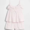 Conjunto de pijama reciclado para niños con camiseta sin mangas con volantes y pantalones cortos