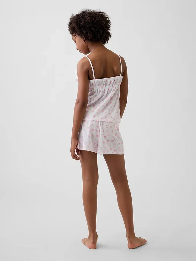 Conjunto de pijama reciclado para niños con camiseta sin mangas con volantes y pantalones cortos