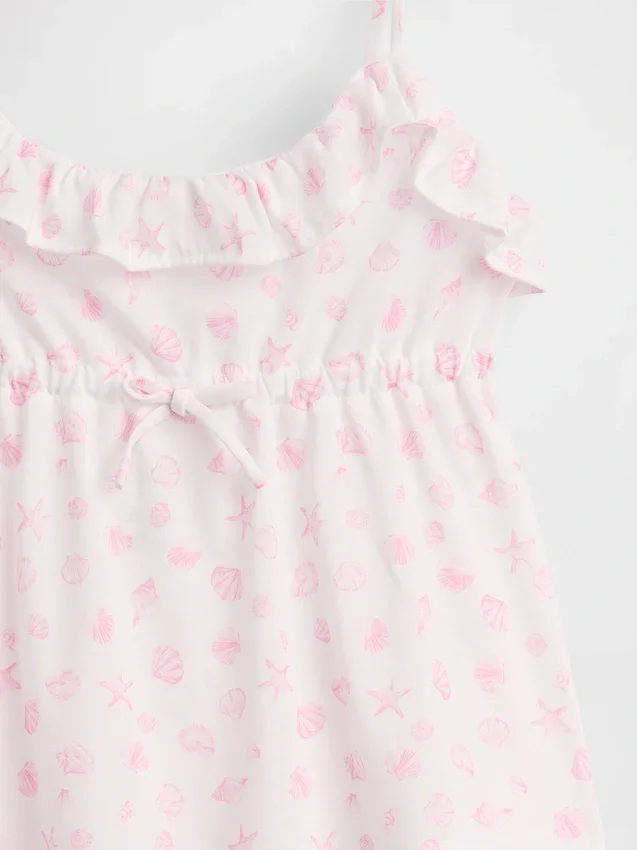 Conjunto de pijama reciclado para niños con camiseta sin mangas con volantes y pantalones cortos
