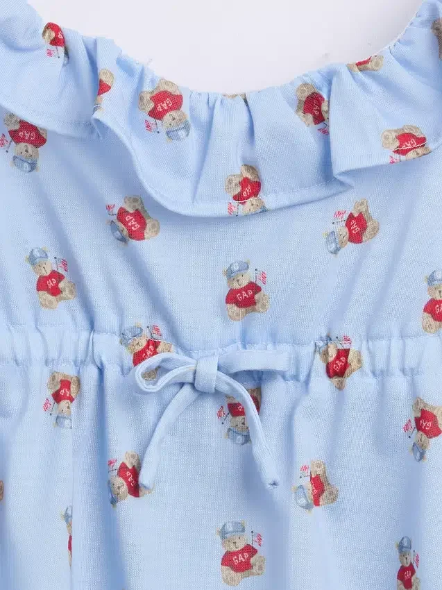 Conjunto de pijama reciclado para niños con camiseta sin mangas con volantes y pantalones cortos