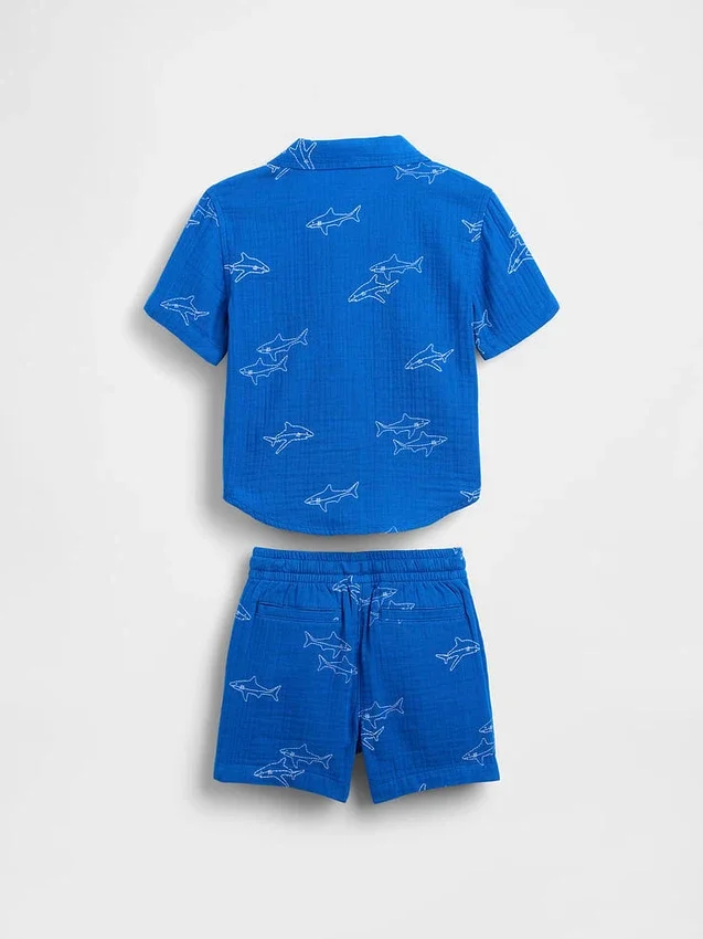 Conjunto de polo de gasa de algodón para bebés y niños pequeños