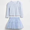 Conjunto de punto acanalado y tul para bebés y niños pequeños