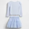 Conjunto de punto acanalado y tul para bebés y niños pequeños