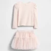 Conjunto de punto acanalado y tul para bebés y niños pequeños