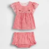 Conjunto de ropa para bebé de cuadros vichy con ojales
