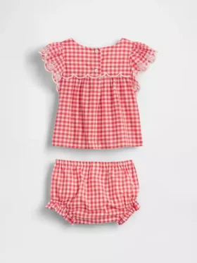 Conjunto de ropa para bebé de cuadros vichy con ojales