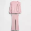 Conjunto de sudadera de tul y leggings acampanados con ribete para bebés y niños pequeños