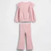 Conjunto de sudadera de tul y leggings acampanados con ribete para bebés y niños pequeños