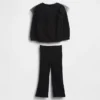 Conjunto de sudadera de tul y leggings acampanados con ribete para bebés y niños pequeños