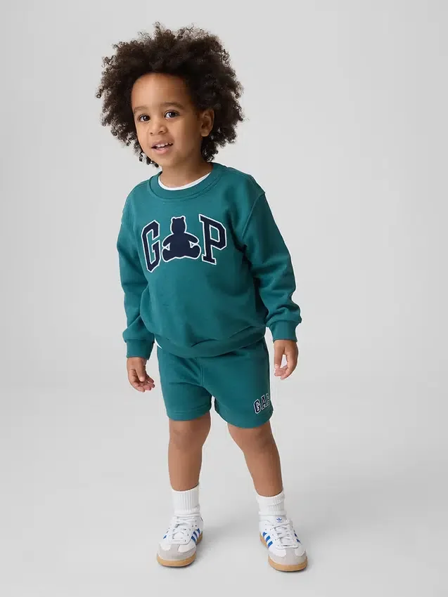 Conjunto de sudadera y pantalones cortos Vintagesoft de felpa con logo del oso para Bebé y Niño