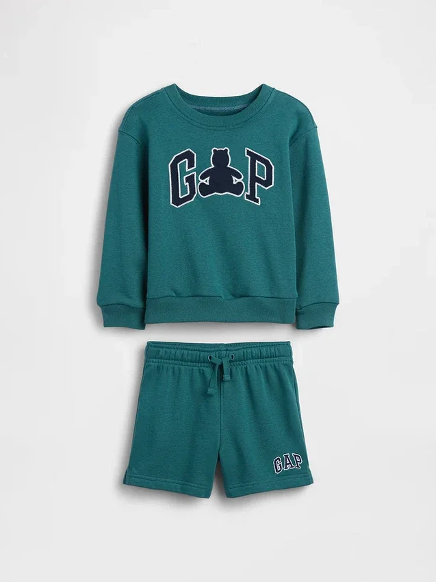 Conjunto de sudadera y pantalones cortos Vintagesoft de felpa con logo del oso para Bebé y Niño