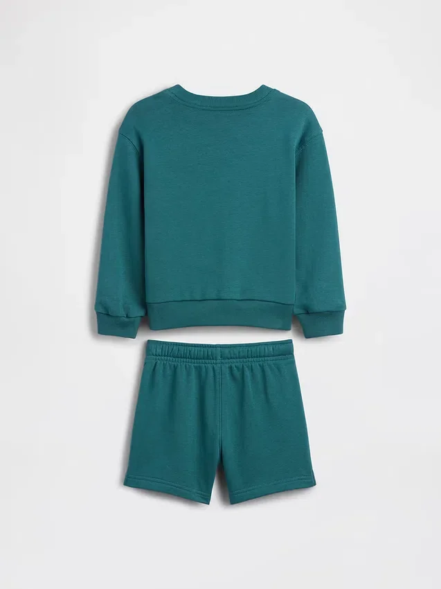 Conjunto de sudadera y pantalones cortos Vintagesoft de felpa con logo del oso para Bebé y Niño