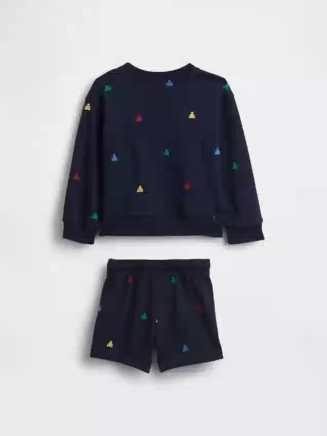 Conjunto de sudadera y shorts de felpa Vintagesoft para Bebé y Niño