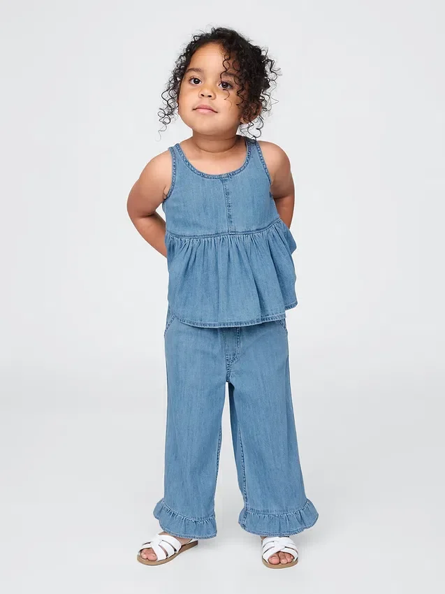Conjunto de vaqueros con volantes para bebés y niños