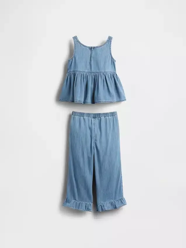 Conjunto de vaqueros con volantes para bebés y niños