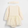Conjunto de vestido y body de jerséu de tul para bebé