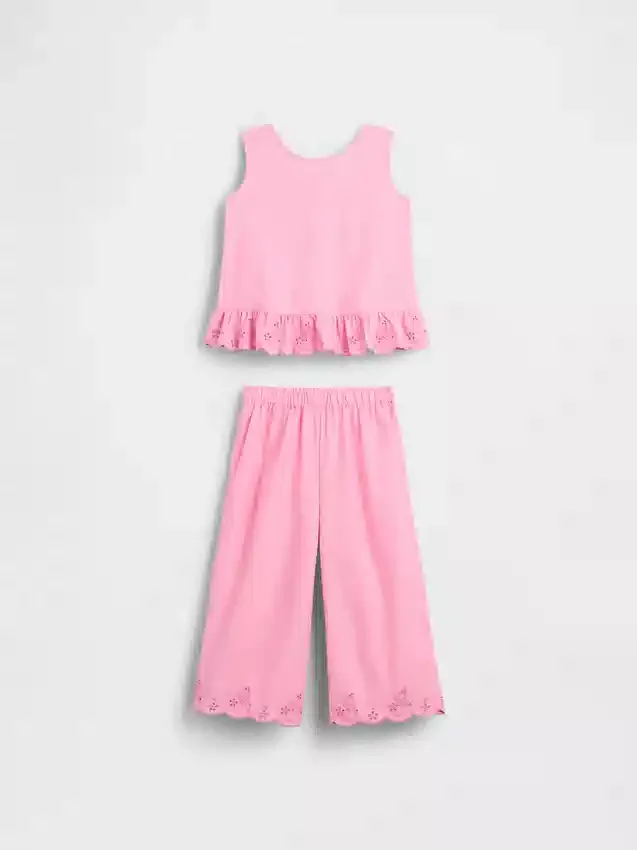 Conjunto de volantes con ojales para bebés y niños pequeños