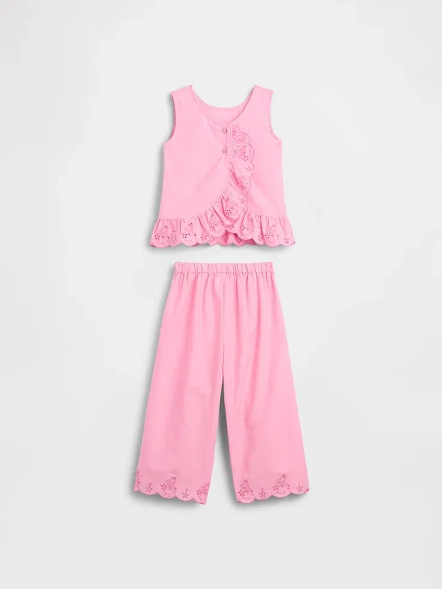Conjunto de volantes con ojales para bebés y niños pequeños
