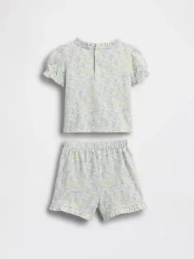 Conjunto floral de algodón orgánico para bebé