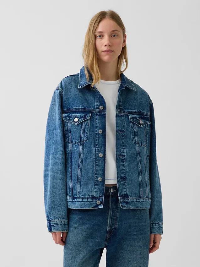 Consigue la chaqueta de mezclilla azul «Relaxed Icon»