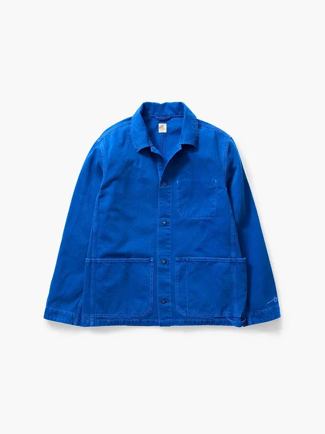 Consigue la chaqueta de trabajo holgada azul