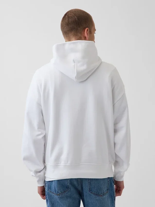 Consigue la sudadera con capucha de felpa francesa gruesa azul con logotipo