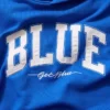Consigue la sudadera con capucha de felpa francesa gruesa azul con logotipo