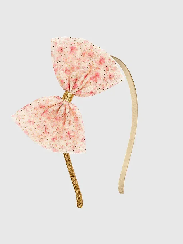 Diadema con moño de tul y estampado floral delicado «Sweet Wink»