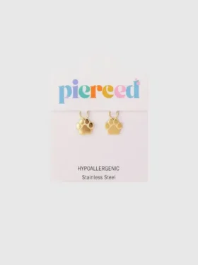 Dije con huella de pata perforado para aretes Huggie