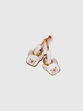 Dije de perro con agujero para aretes Huggie