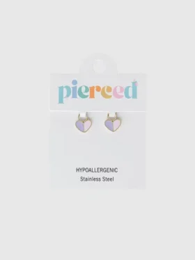 Dúo de dijes de corazones perforados para aretes tipo huggie
