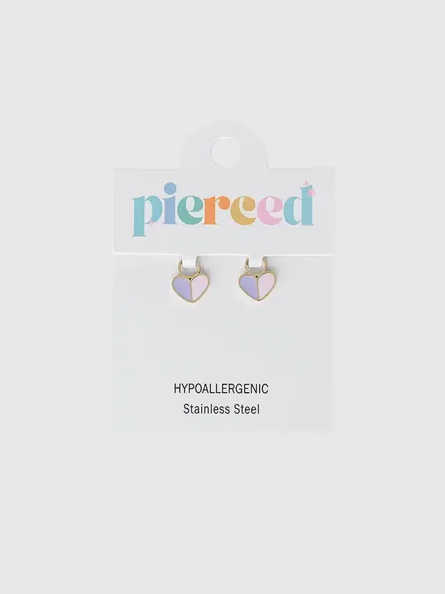 Dúo de dijes de corazones perforados para aretes tipo huggie