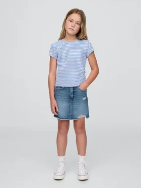 Falda de mezclilla de talle alto para niños
